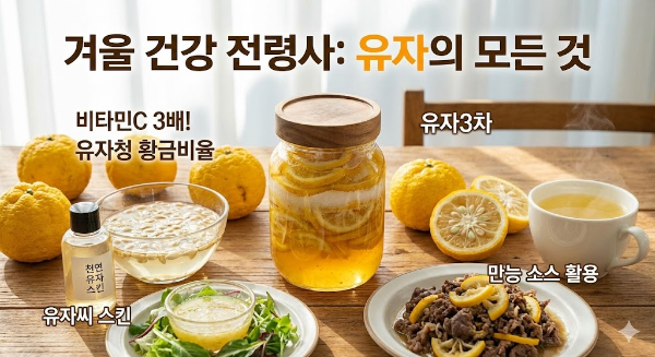 레몬의 3배? 감기약 대신 먹는 노란 보석 '유자', 껍질부터 씨앗까지 200% 활용하는 살림 꿀팁