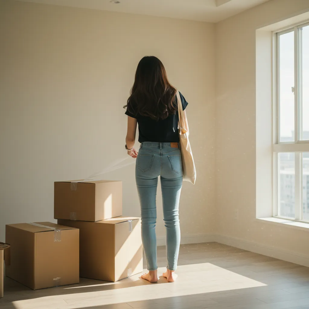 이삿짐 나르고 있는 여성