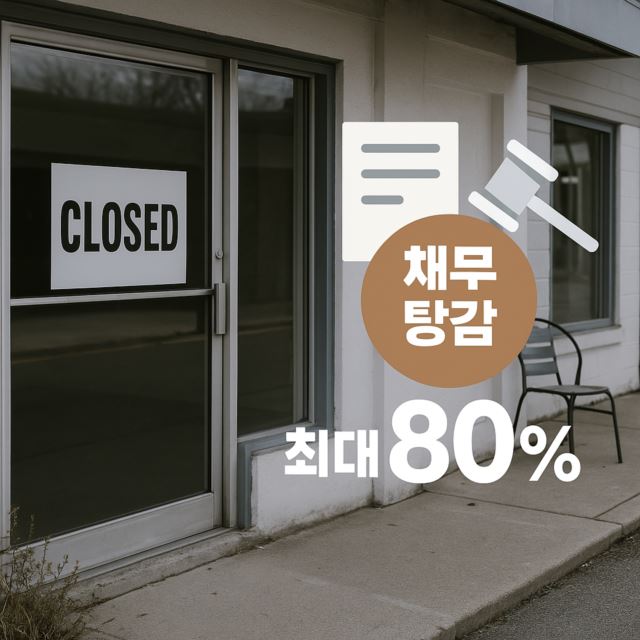 폐업 점포 사진 + 채무 탕감 인포그래픽