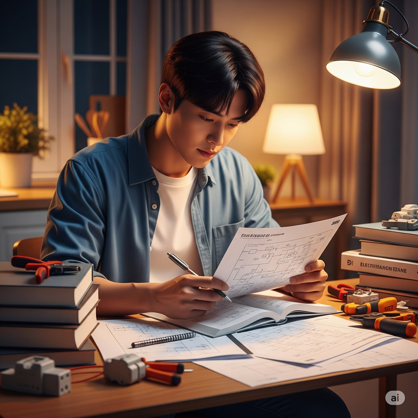 전기기사 자격증 공부하는 모습