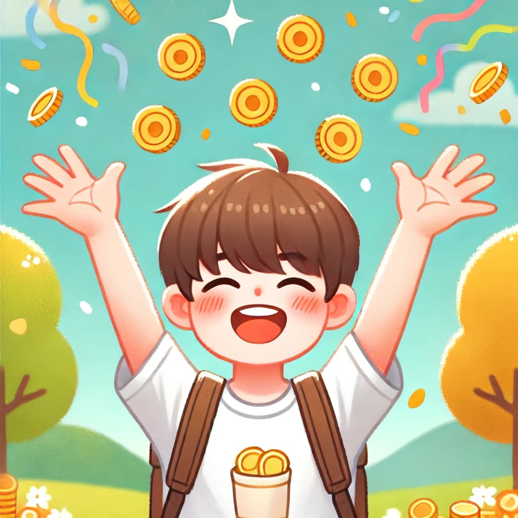 돈이 쏟아주는 것을 보여주는 예시 사진