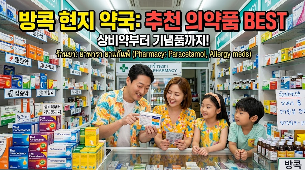 태국 방콕 약국 내부와 진열된 약품 모습