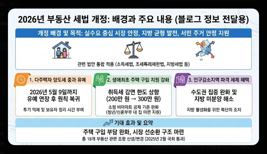 2026년 부동산 세법 개정안 [양도세 종부세 변화] 다주택자 필수 체크리스트 및 절세 가이드