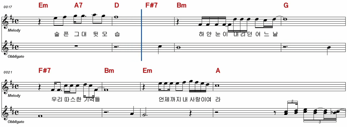 황치열(양희은) 하얀 목련 악보