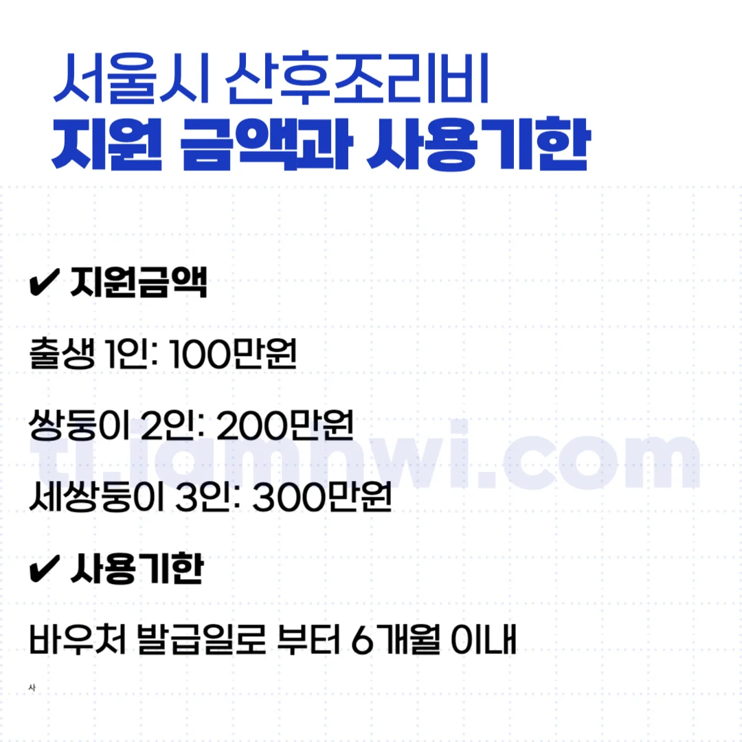 서울 산후조리비 지원 금액과 사용기한