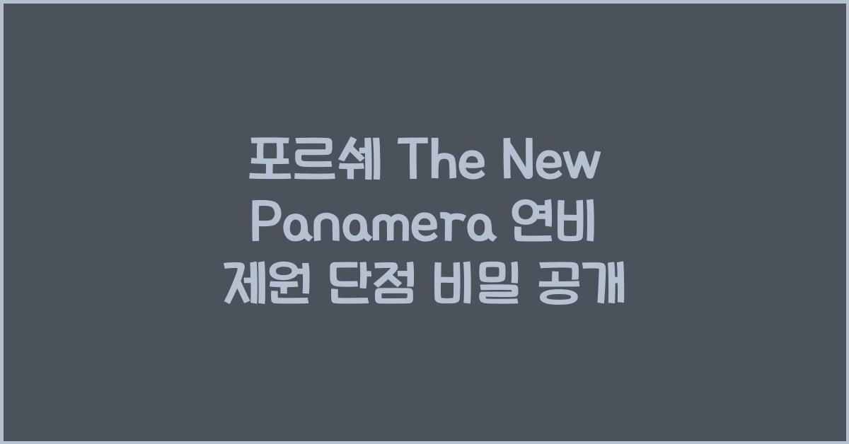 포르쉐 The New Panamera 연비 제원 단점