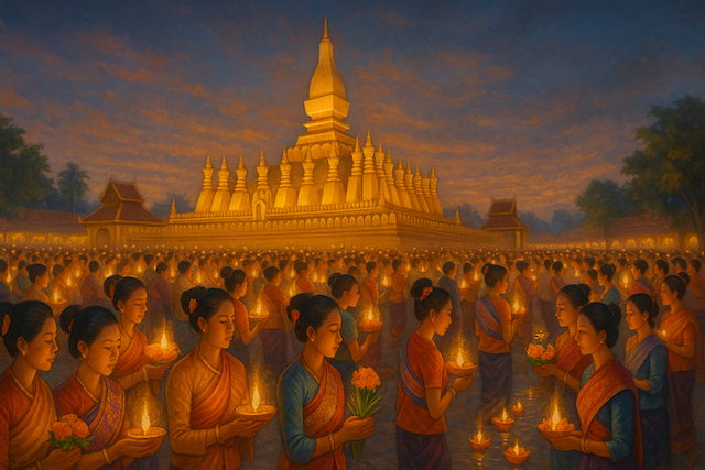 황금탑 아래 수천 개의 등불, 라오스의 &lsquo;뗏 루앙 축제&rsquo;