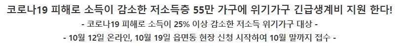 저소득층 긴급 생계지원