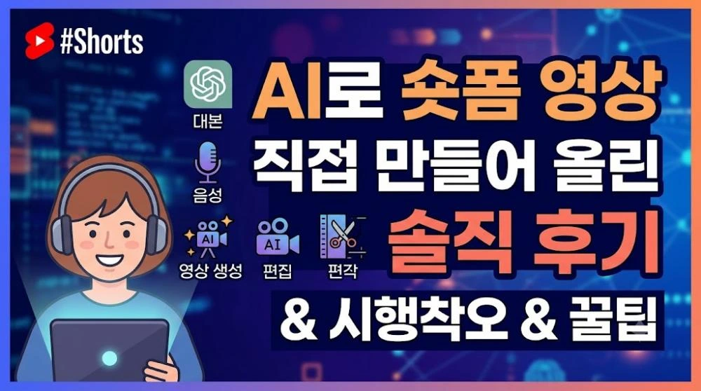AI 숏폼 영상 제작 솔직 후기 및 시행착오 팁 블로그 썸네일 이미지