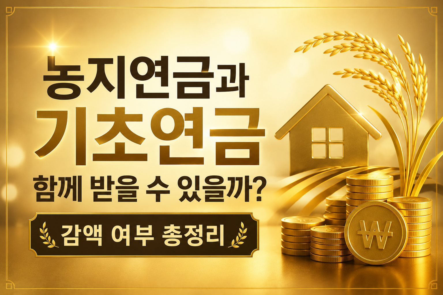 농지연금과 기초연금 함께 받을 수 있을까 감액 여부를 설명하는 골드톤 썸네일