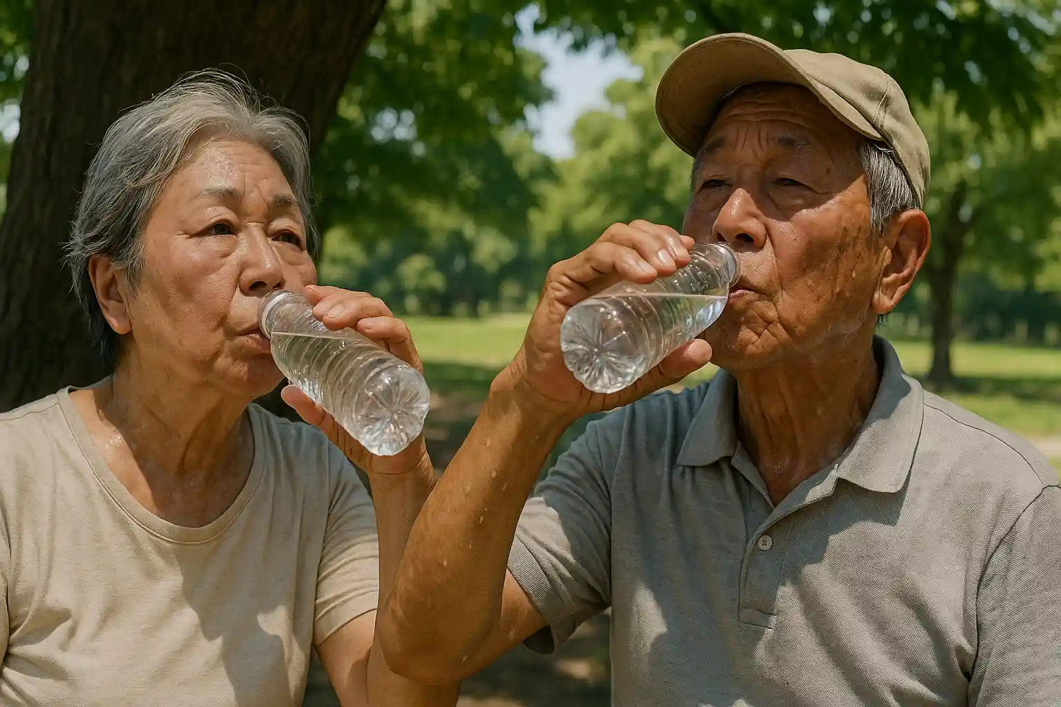 수분 섭취하는 노년
