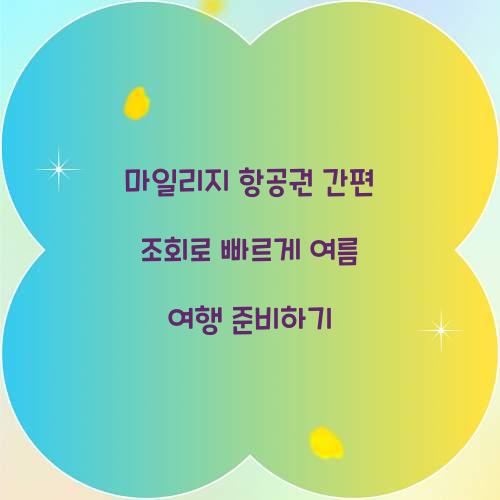 마일리지 항공권 간편 조회