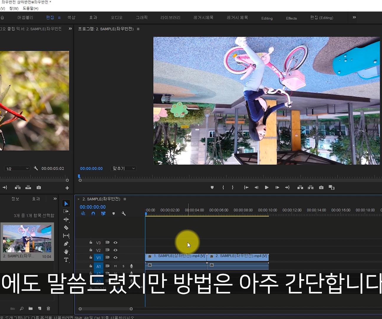 프리미어 프로 좌우반전 상하반전 하는 법2