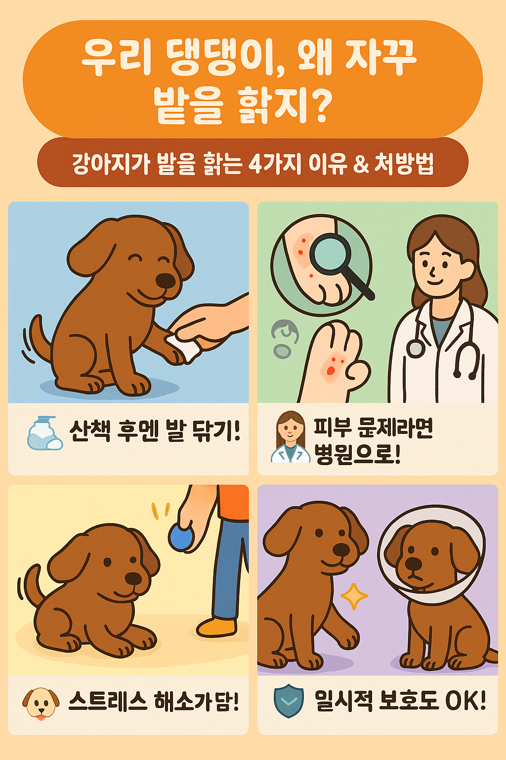 반려견이 발을 자주 핥을 때? 효과적인 처방법 4가지