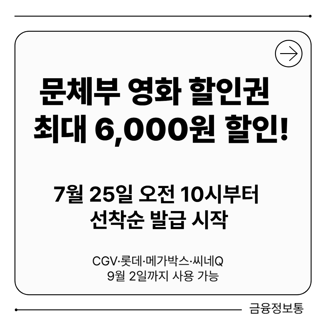 영화 6.000원 할인 문체부 영화할인권 CGV.메가박스.롯데시네마.씨네큐 사용법 꿀팁 총정리