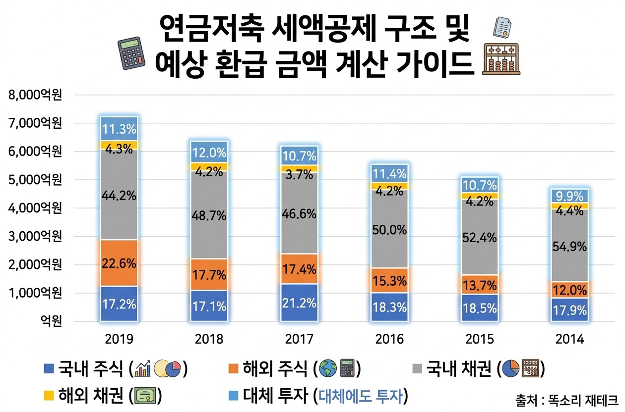 연금저축 세액공제 구조 및 환급 금액 계산 인포그래픽