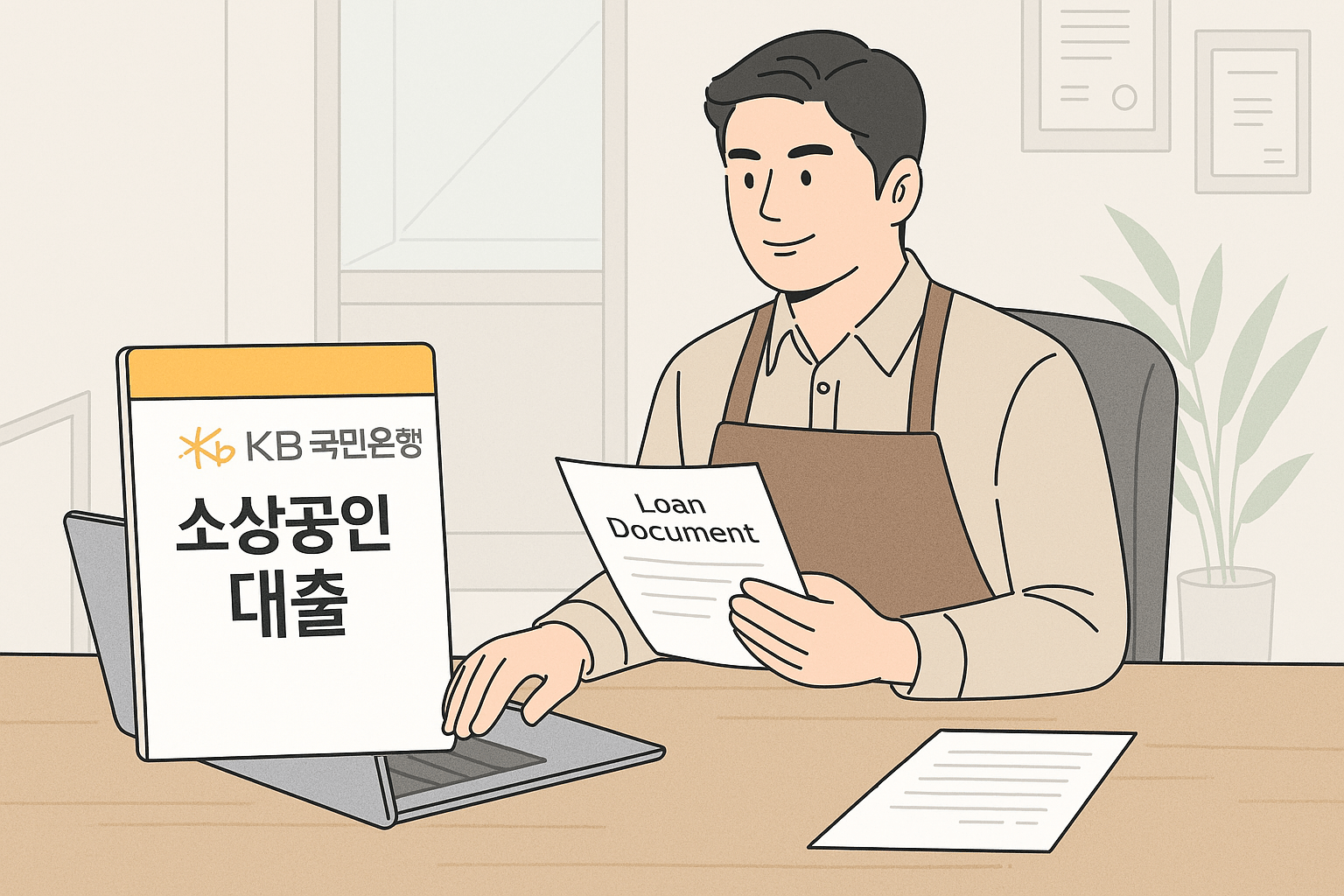 국민은행 소상공인대출 상담 중인 자영업자 모습