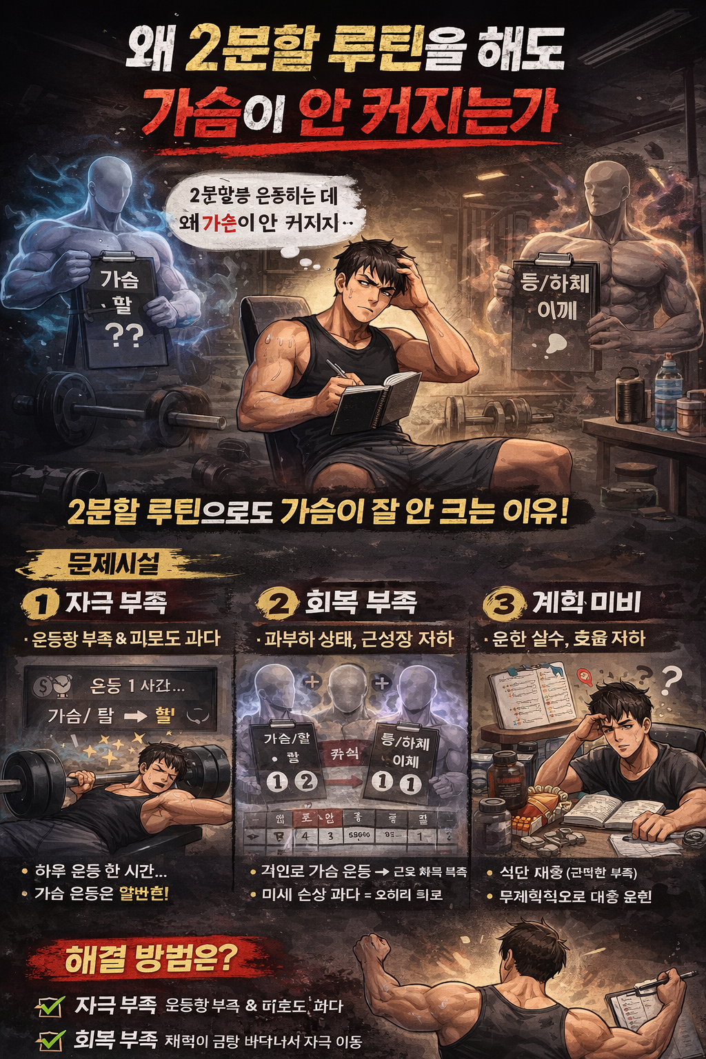 문제 제기: 왜 2분할 루틴을 해도 가슴이 안 커지는가