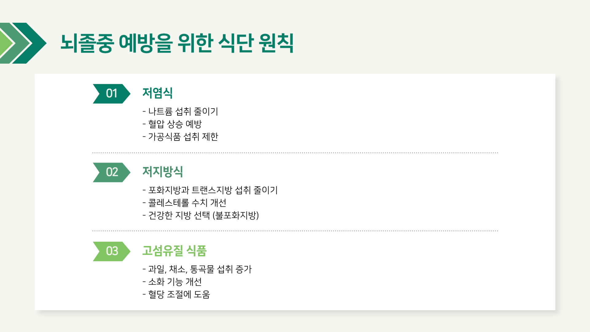 뇌졸중 식단 건강한 식습관 만들기