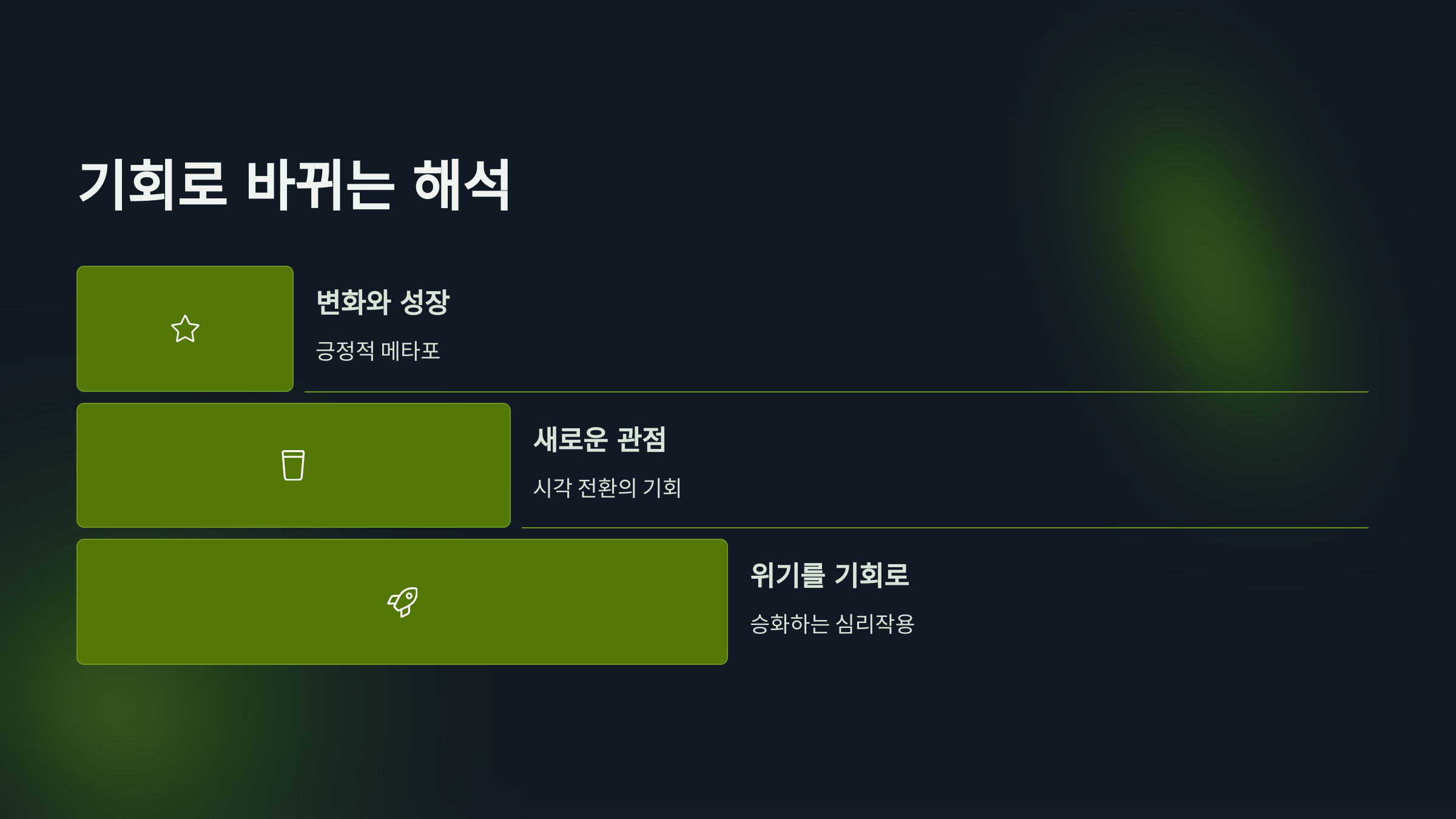 기회로 바뀌는 해석의 요약표