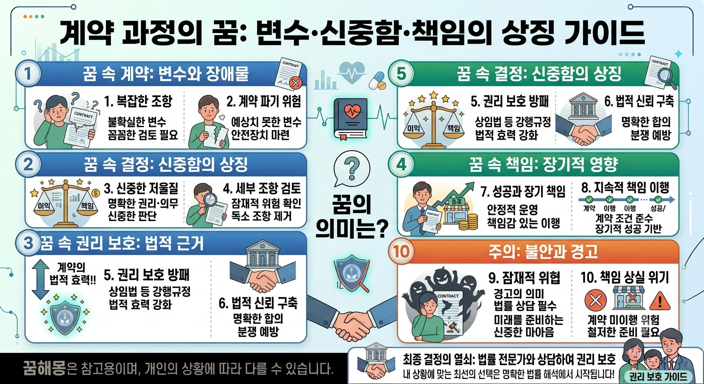 계약 과정의 변수&middot;신중함&middot;책임을 나타내는 꿈