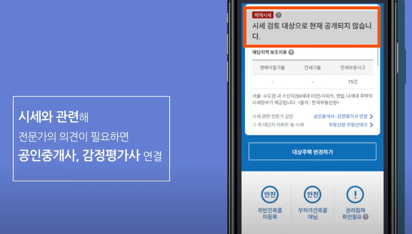 주택시세조회 위험성 진단 시세와관련 공인중개사 감정평가사연결