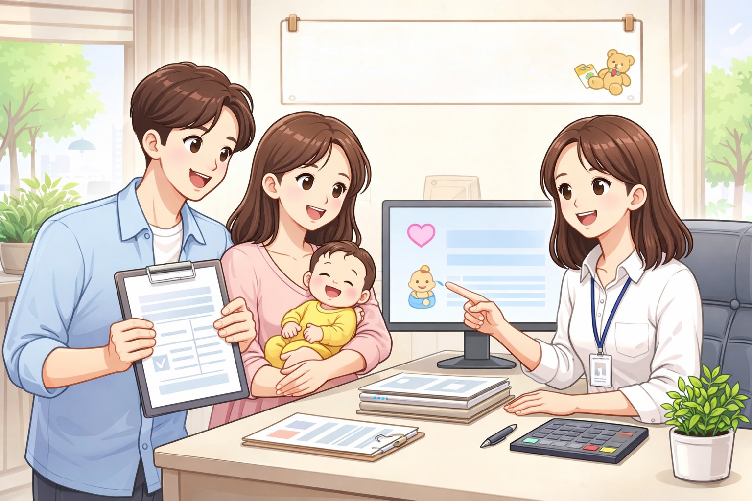 상담하는 젊은 부부 이미지