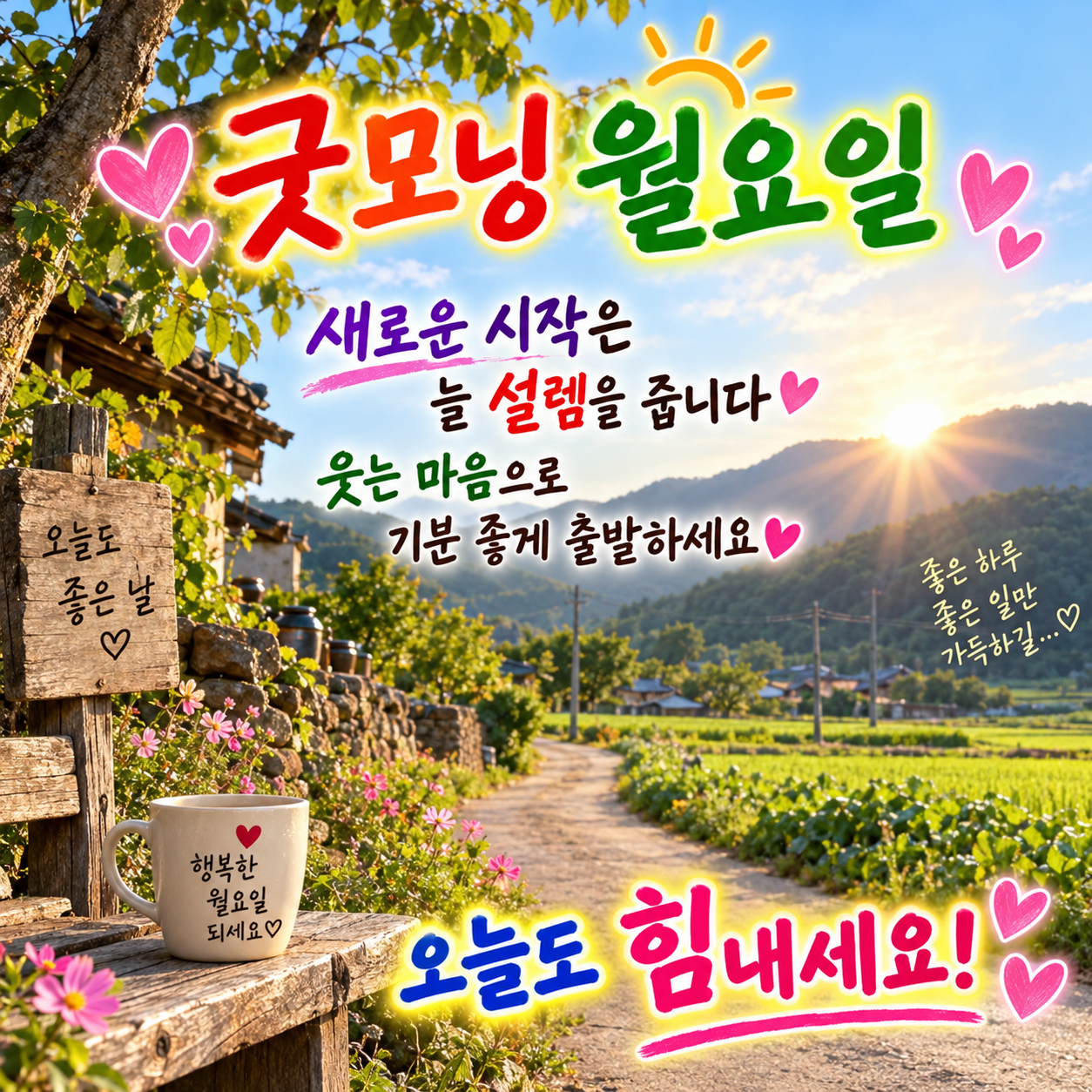 새로운 시작과 설렘을 전하는 굿모닝 월요일 이미지