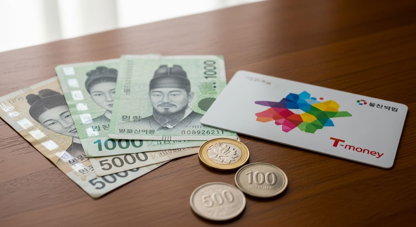 두 장의 티머니 카드 사이에서 잔액을 교환하는 모습