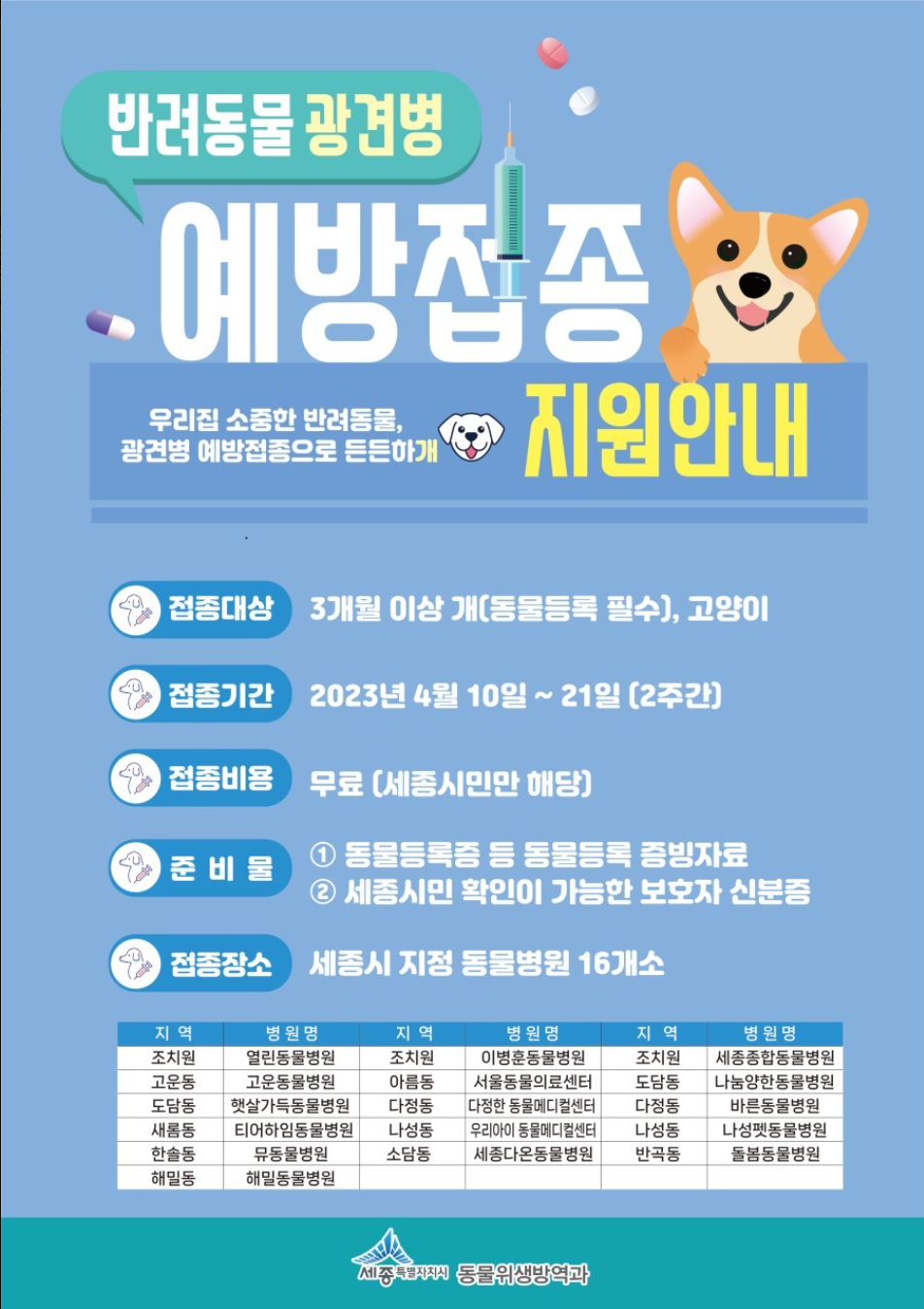 광견병 예방접종 무료
