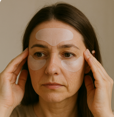 주름 패치를 붙히고 있는 여성 사진