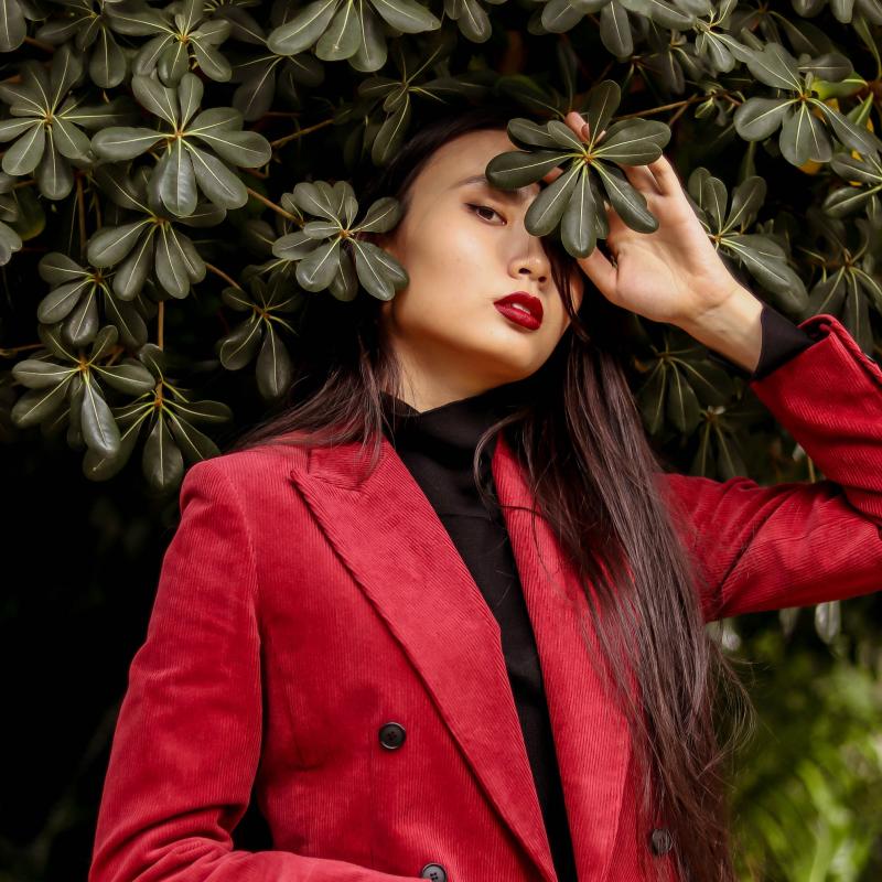 수트힐 여성 코듀로이 수트 버건디