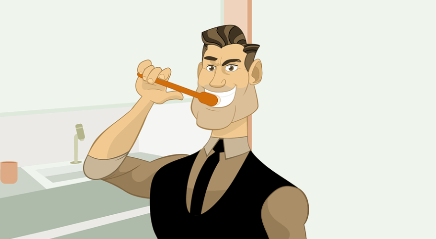 치아를 닦고 있는 남성