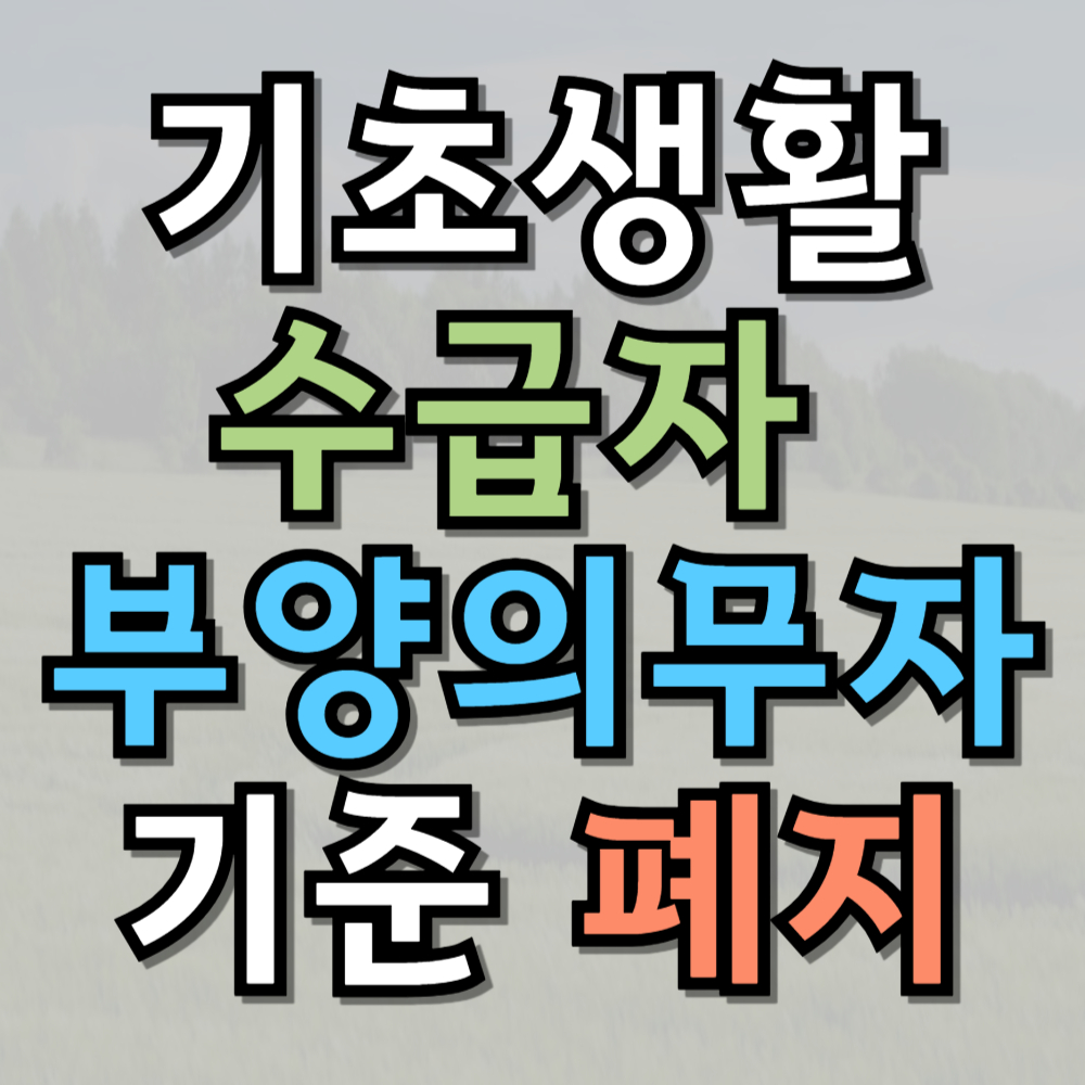 수급자 부양의무자 기준 폐지