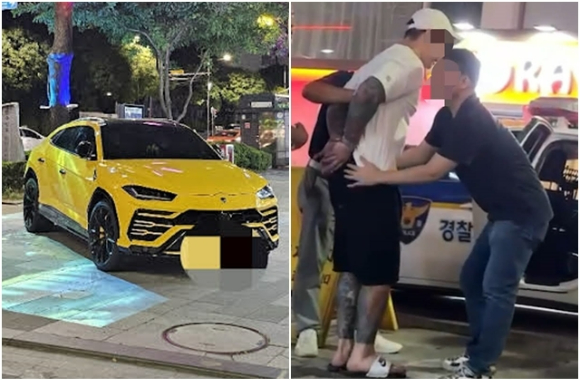 11일 서울시 강남구에서 주차 시비가 붙은 상대방을 흉기로 위협한 뒤 람보르기니 차량을 타고 도주했다가 체포된 30대 남성 [사진=유튜브 채널 '카라큘라 탐정사무소']