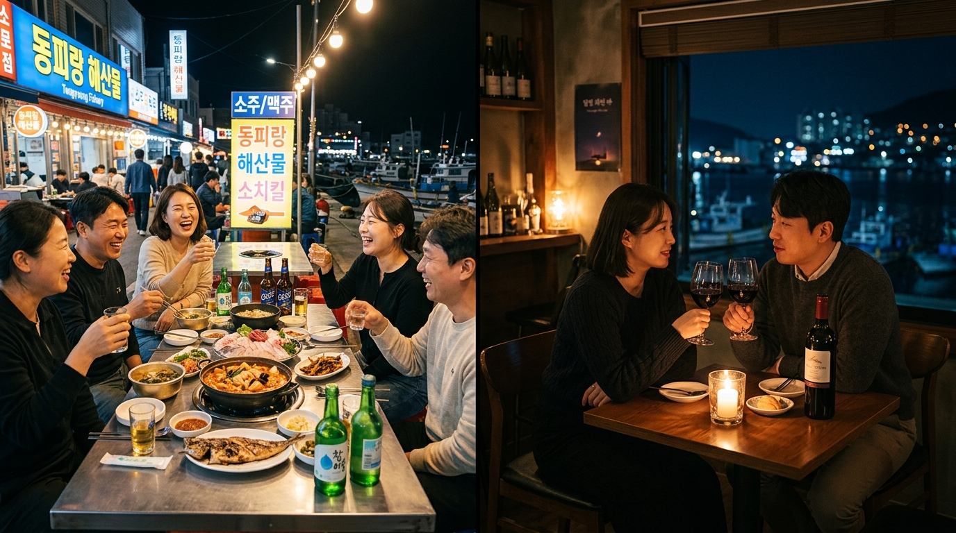 통영 로컬 다찌 vs 와인바