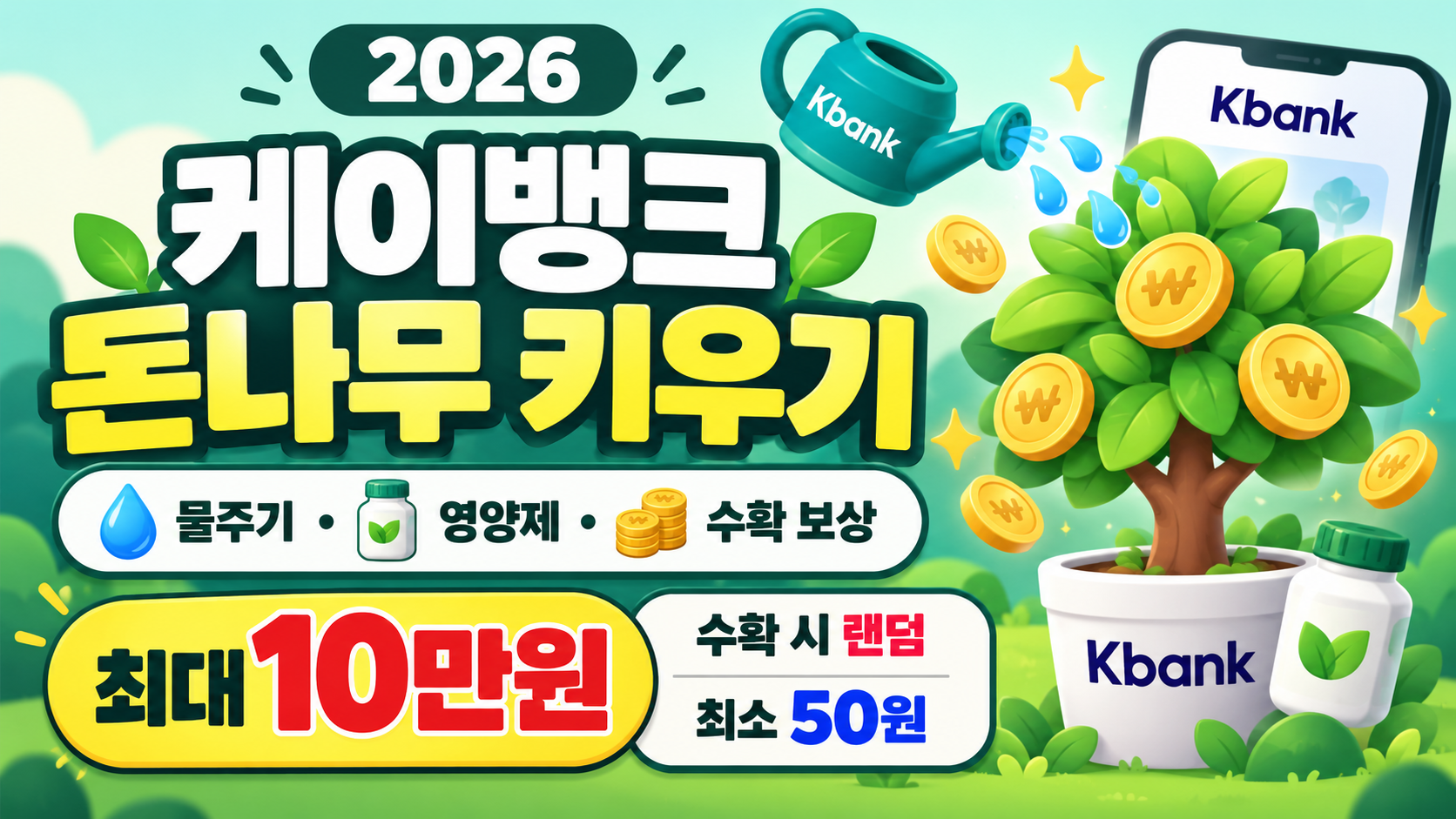 2026 케이뱅크 돈나무 키우기 방법|물주기·영양제·최대 10만원 수확 보상