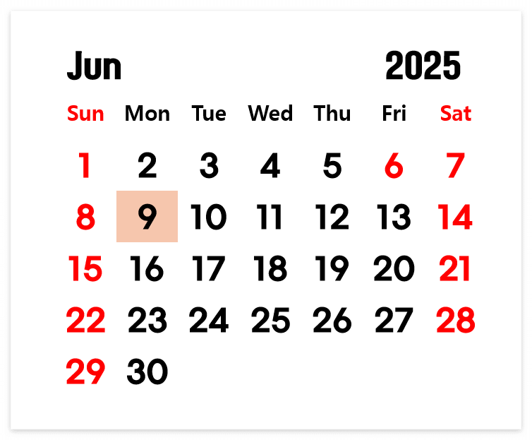2025년 6월 연휴 달력