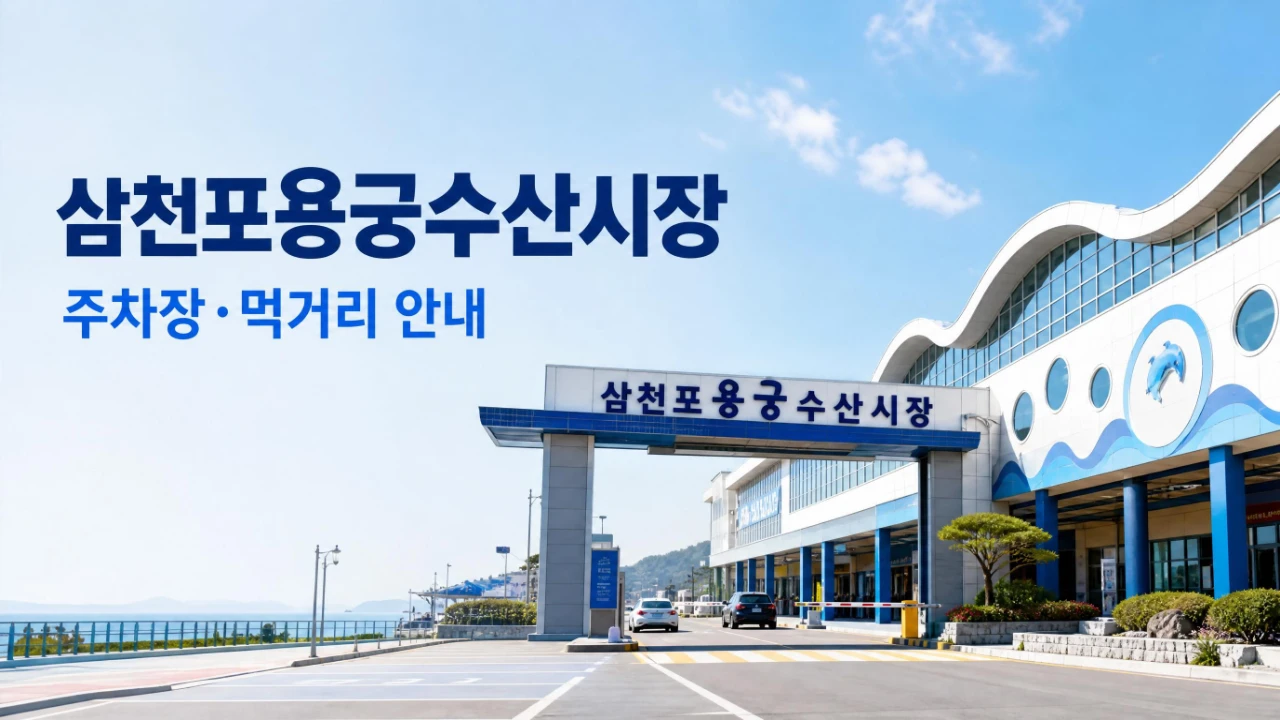 삼천포용궁수산시장 입구와 주차장 이용 안내