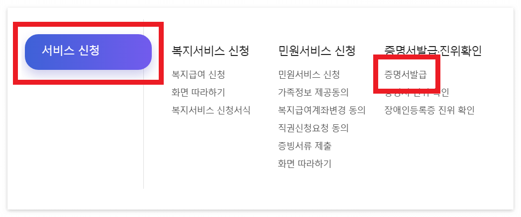 장애인증명서 발급 방법 (복지로/홈택스) 복지로 1