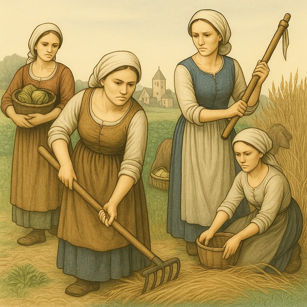 일하는 중세 유럽 여성 이미지