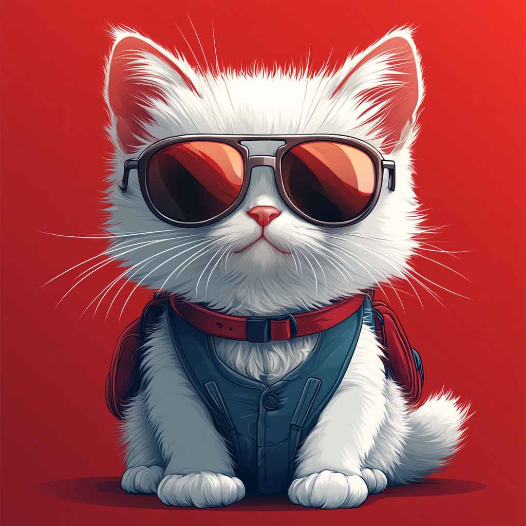 Simple logo of a cute cat wearing sunglasses. --s 1000