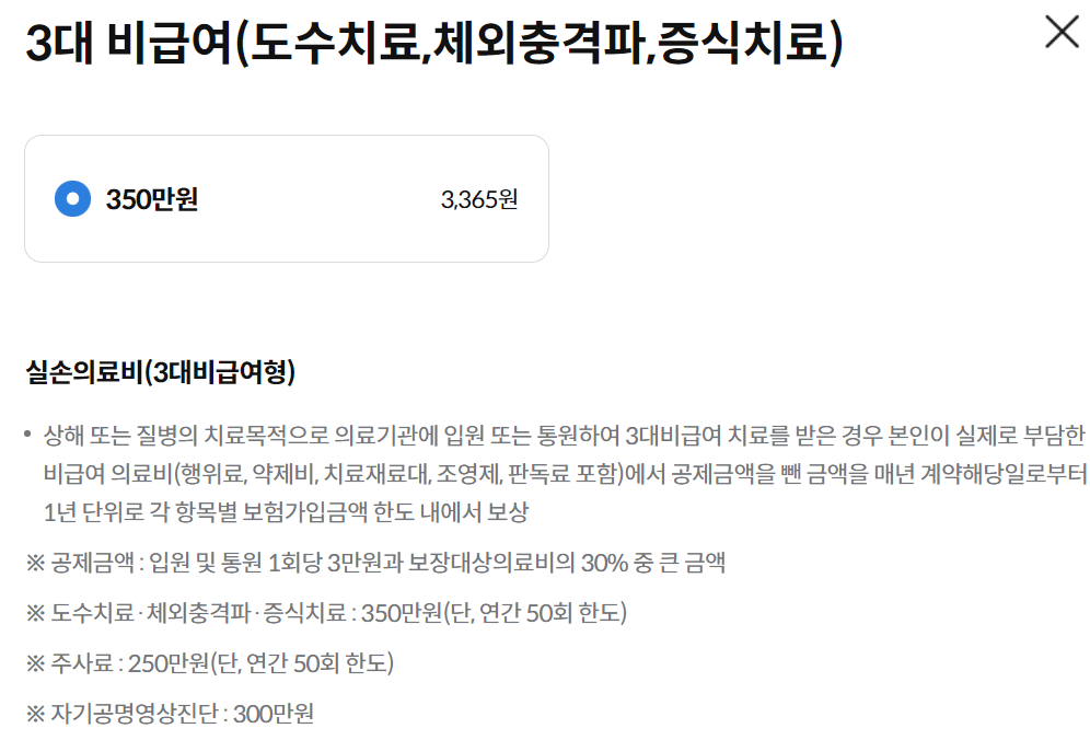 삼성화재 다이렉트 실손의료보험 보장내용