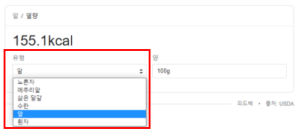 구글 계란 칼로리 유형