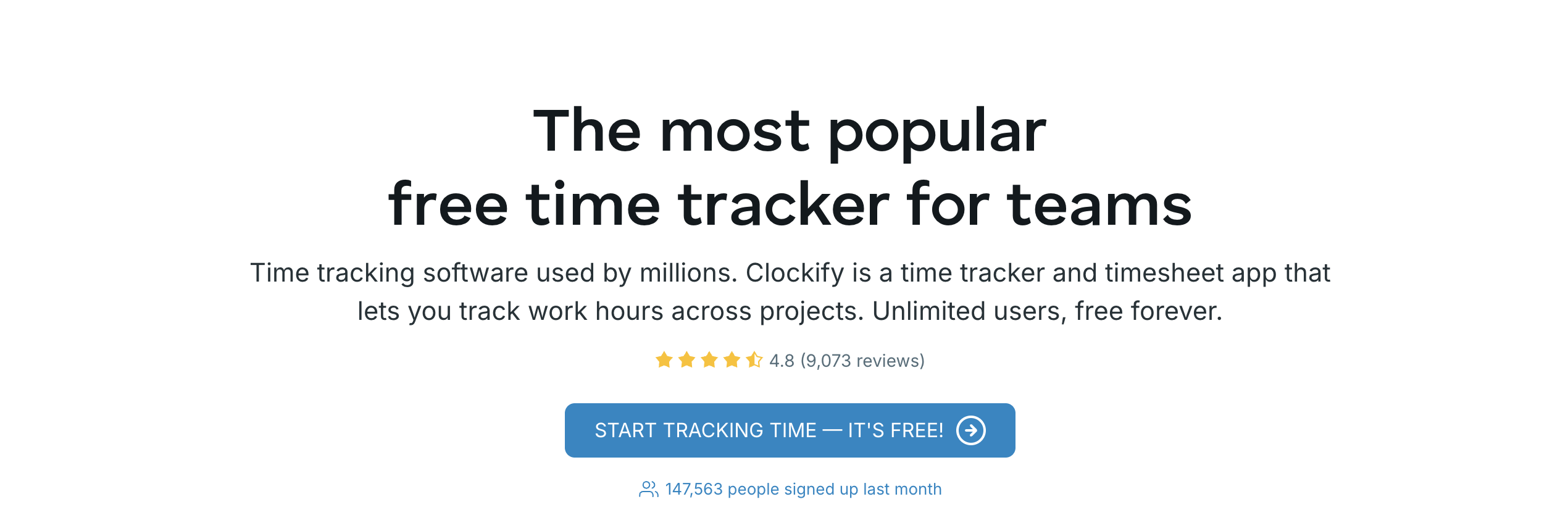 Clockify 웹 홈페이지