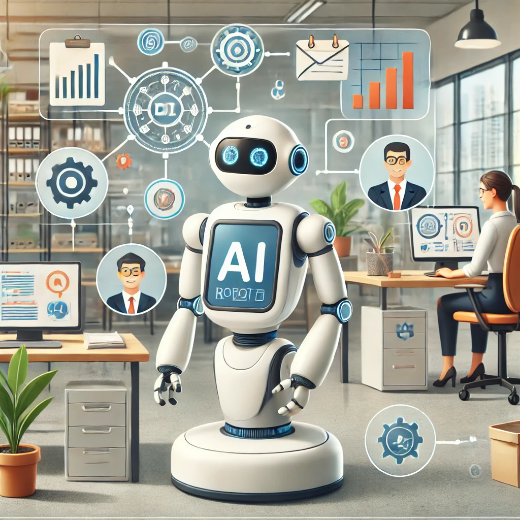 직장에서 AI 로봇이 사용되는 관련 이미지