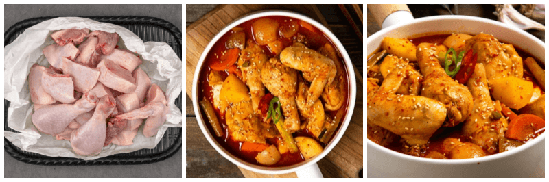 손질된 닭, 닭볶음탕 사진