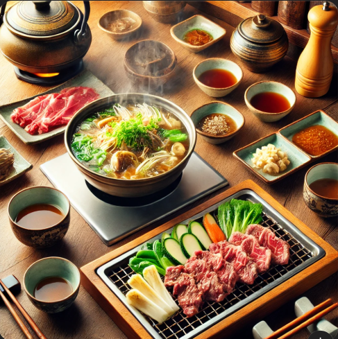 일본음식 야키니쿠와 샤부샤부의 이미지