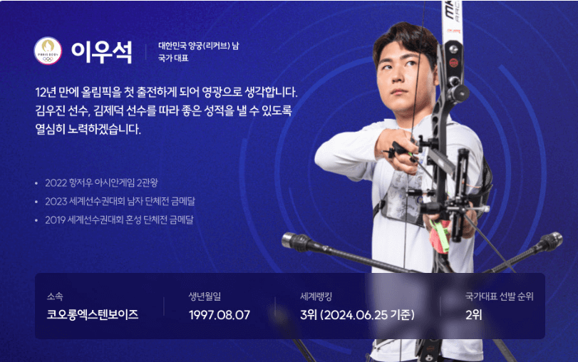 2024 파리올림픽 양궁 국가대표선수 경기일정 하이라이트 다시보기