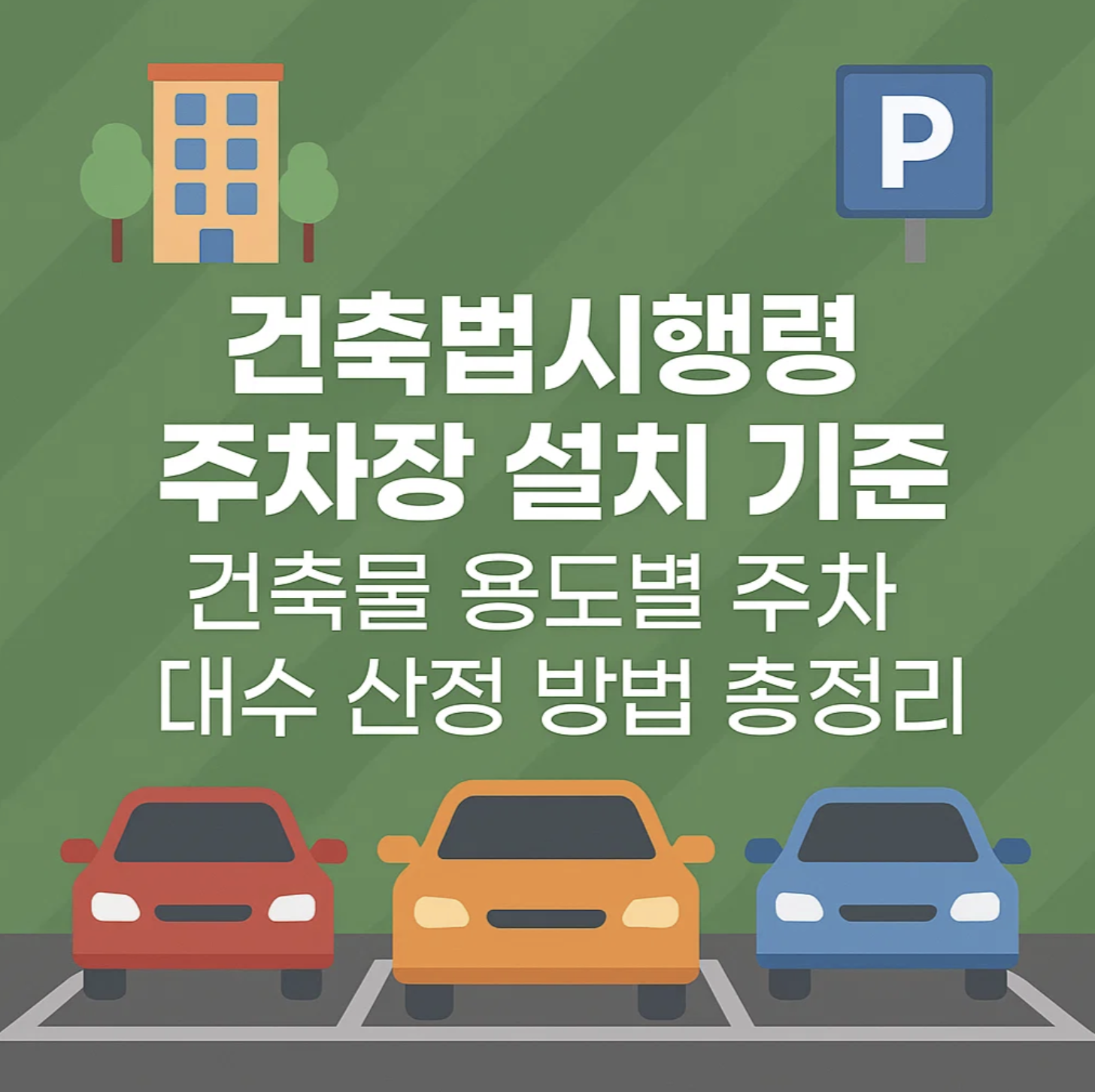 건축법시행령 주차장 설치 기준, 건축물 용도별 주차대수 산정 방법 총정리